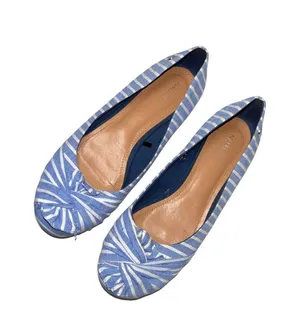 Bayard Blue & White Striped Knotted Slip-on Flats thumbnail 1
