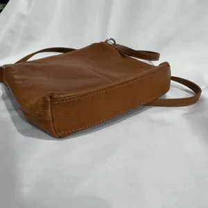 Fossil Genuine Leather Tan Crossbody Bag Ring Detail Front Pocket Womens thumbnail 8