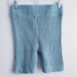 Urban Outfitters Kadin Knit Blue Ribbed Distressed Biker Shorts thumbnail 6