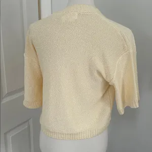 Anthropologie Worn Cream Short Sleeve Knit Crop Top thumbnail 3