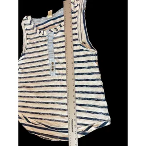 Free People Blue White Nautical Theme Lightly Distressed Sleeveless Top M thumbnail 5