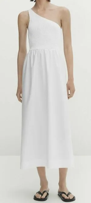 Massimo Dutti One-Shoulder White Maxi Dress thumbnail 1