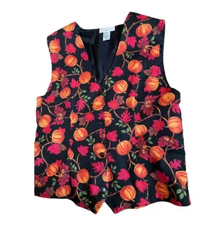 Vintage Talbot's Fall Pumpkins Print Vest Women's Size Medium thumbnail 2