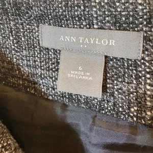 Ann Taylor Black White Tweed Flared A-Line‎ Skirt Size 6 Side Zip Lined Career thumbnail 5