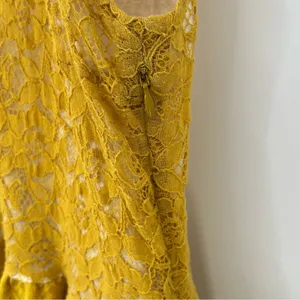 Anthropologie Maeve mustard yellow dress lace overlay sleeveless fit & flare M thumbnail 8