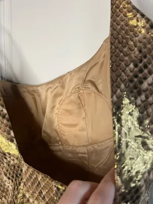 Vintage Y2K Tracy Reese Silk Gold Metallic Snakeskin Mini Party Dress thumbnail 12