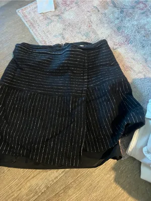 Alice + Olivia Black Pinstripe Tiered Peplum Skirt thumbnail 4