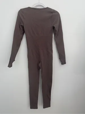 OQQ long sleeve ribbed jumpsuit Brown thumbnail 4