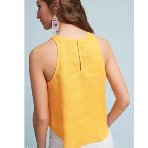 Anthropologie Yellow linen tank top thumbnail 2