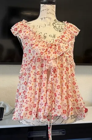 NWT Free People Fearless Floral Ruffle Tank Top Size S 🌸 thumbnail 5