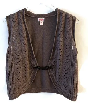 Mossimo Supply Co. brown crochet vest with chevron pattern, size L Size L thumbnail 1