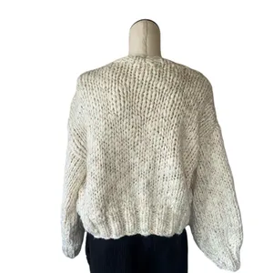 NWOT Altar’d State Oversized Chunky Cable Knit Cardigan - Cream Speckled Wool thumbnail 4