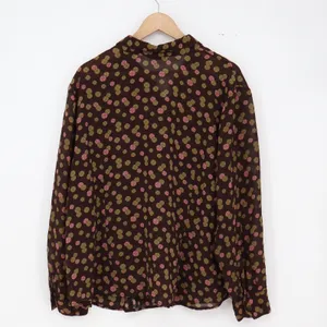 Style & Co Blouse Women Large Brown Geometric Dot Button-Down Excellent thumbnail 4