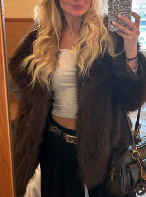 Brown Faux Fur Jacket thumbnail 4