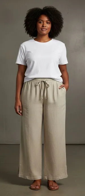 ELLE Wide-Leg Drawstring Pants thumbnail 1