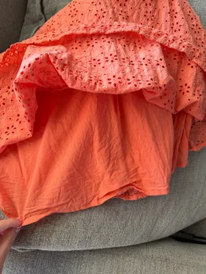 LOFT Eyelet Peplum Orange Top thumbnail 3