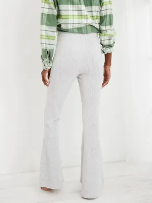 Aerie groove on velour light grey high rise pull on flare lounge pants M thumbnail 12