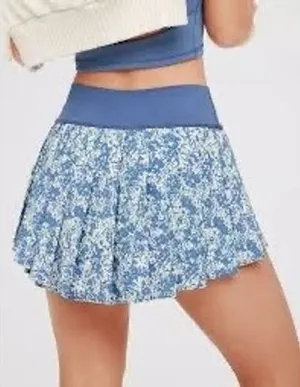 Aerie Offline Real‎ Me Pleated Tennis Skort Women Medium Blue Floral Golf thumbnail 1