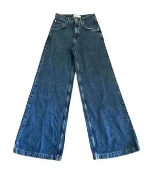 MNG Denim Blue Wash High Rise Wide Leg Cotton Y2K Jeans SZ 1 #1272 thumbnail 1