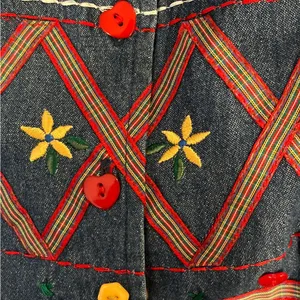 Vintage Napa Valley 90s Denim Embroidered Cottagecore Hearts Flowers Vest M thumbnail 4