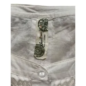 Anthropologie top by Free People pale punk blouse with lace & pleat accents sz L thumbnail 5