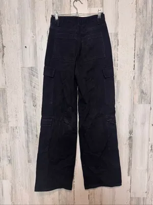 SHEIN High Rise Wide Leg Multi Pocket Cargo Pants Womens XXS / US 0 Black thumbnail 4