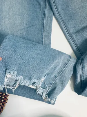 Abound Light Wash Distressed Raw Hem Wide Leg Jeans Size 28 thumbnail 5
