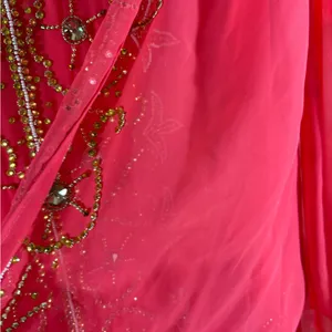 Made In India Pink‎ Beaded Maxi Dress With Scarf Size Large thumbnail 8