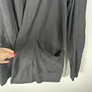 Pact Organic Cotton Airplane Wrap Cardigan Size Small Black Shawl Collar Pockets thumbnail 2