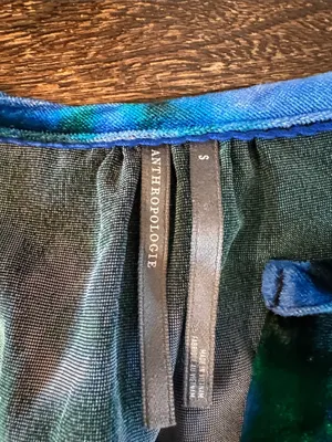 Anthropologie The Somerset Velvet‎ Mini Dress Blue Green Motif Small EUC thumbnail 5