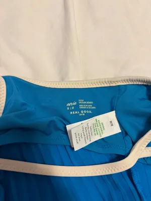 Aerie Real Good Blue Ribbed Scoop Bikini Top thumbnail 3