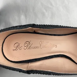 De Blossom Collection Black Rhinestone Glitter Peep Toe Wedge Heels Size‎ 9 thumbnail 7