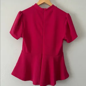 SheIn Short Sleeve Peplum Top - Raspberry Pink thumbnail 1