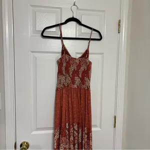 Band of Gypsies Orange, Red, and Pink Floral Patterned Sun Dress Size Small thumbnail 6
