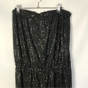 Tibi Black Sequin Strapless Maxi Formal Gown‎ M thumbnail 4
