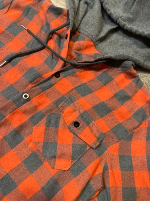 Plaid hooded long sleeve Orange Size M thumbnail 4