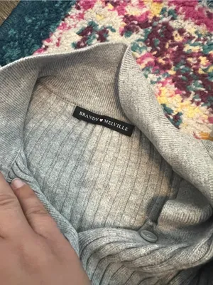 Brandy Melville Ribbed Button-Front Collared Sweater - Gray thumbnail 9