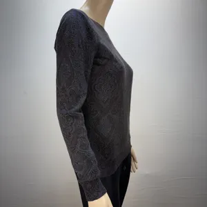 Lauren‎ Ralph Lauren Womens Silk Cashmere Paisley Sweater Size L Gray Purple thumbnail 5
