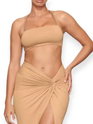 Skims SWIM BANDEAU BIKINI TOP Ochre Tan NWT size S thumbnail 1