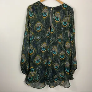 Show Me Your Mumu Donna Michelle Feather Print Tunic Top Dress Womens Large thumbnail 3