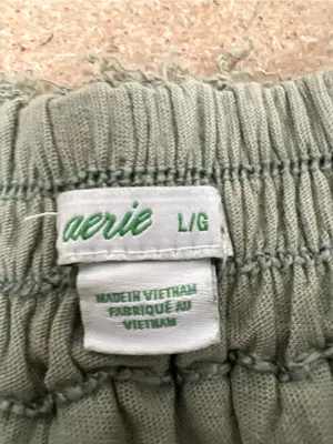 aerie Sage Green Elastic-Waist sweatshirt style skirt size L thumbnail 3