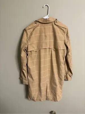 Ralph Lauren LRL Tan Windowpane Plaid Trench Coat Size Medium 100% Cotton thumbnail 2