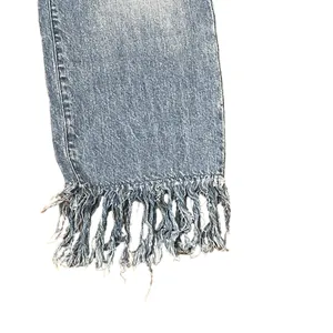 3X1 Fringe Hem Crop‎ Straight Leg Jeans Distressed Mid -Rise Cotton 31 Women NWT thumbnail 5