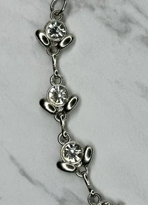 Y2K Rhinestone Flower Silver Chain Belt Extra Small/Small (XS/S) ✨ thumbnail 6
