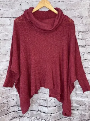 Free People Beach Cowl Neck Split Back Coverup Shirt Ribbed‎ Sz S Swim Coastal thumbnail 1