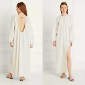 HILL HOUSE The Simone Maxi Dress in Coconut Milk (Offwhite) thumbnail 3