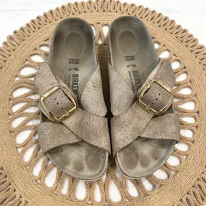 Birkenstock Metallic Rose Gold Siena Big Buckle Cross Strap Sandal EU 38 Coastal thumbnail 3