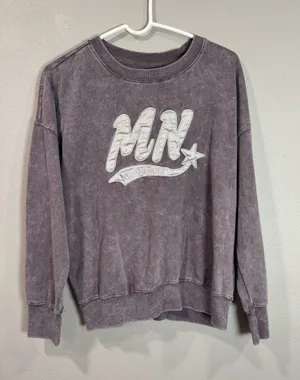 MN Graphic Crewneck Sweater in Purple thumbnail 1