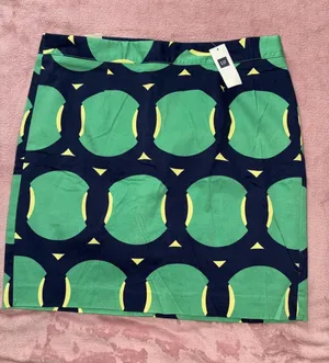 New With Tags GAP Women's Navy Blue & Green Tennis Ball Print Mini Skirt Size 10 thumbnail 1