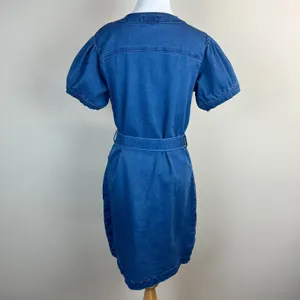 Maurices Denim Shirt Dress Small Button Up Stretch Coastal Cowgirl Boho Belted S thumbnail 7